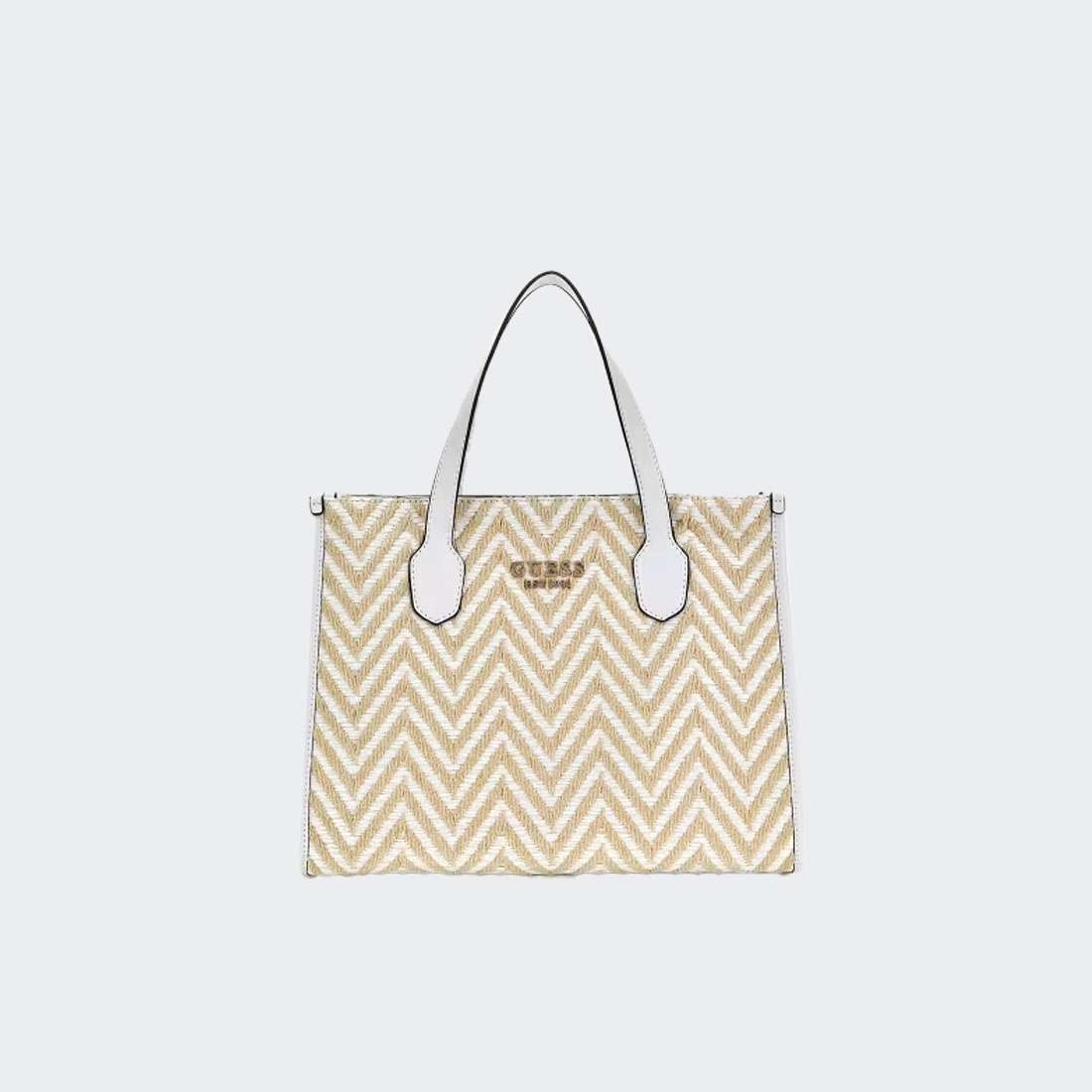 MALA GUESS SILVANA 2 COMPARTMENT TOTE WHITE