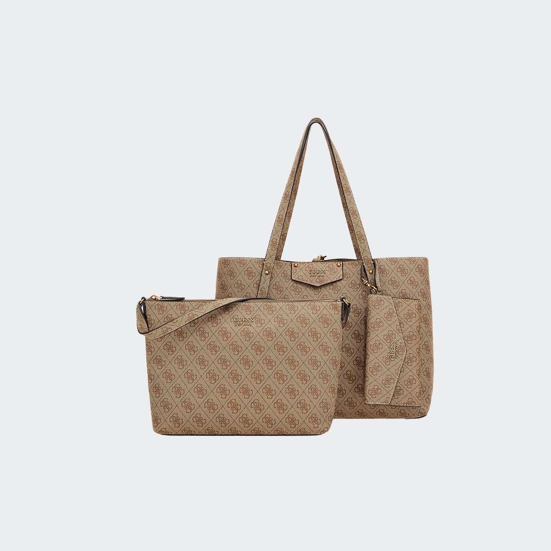 MALA GUESS ECO BRENTON TOTE MULHER LATTE LOGO