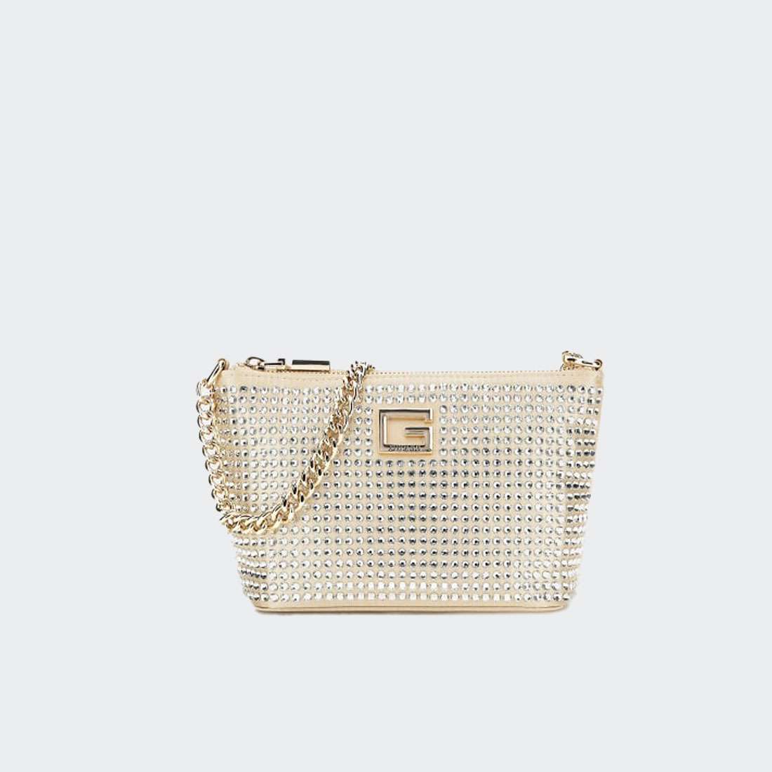 MALA GUESS GILDED GLAMOUR MINI PALE GOLD