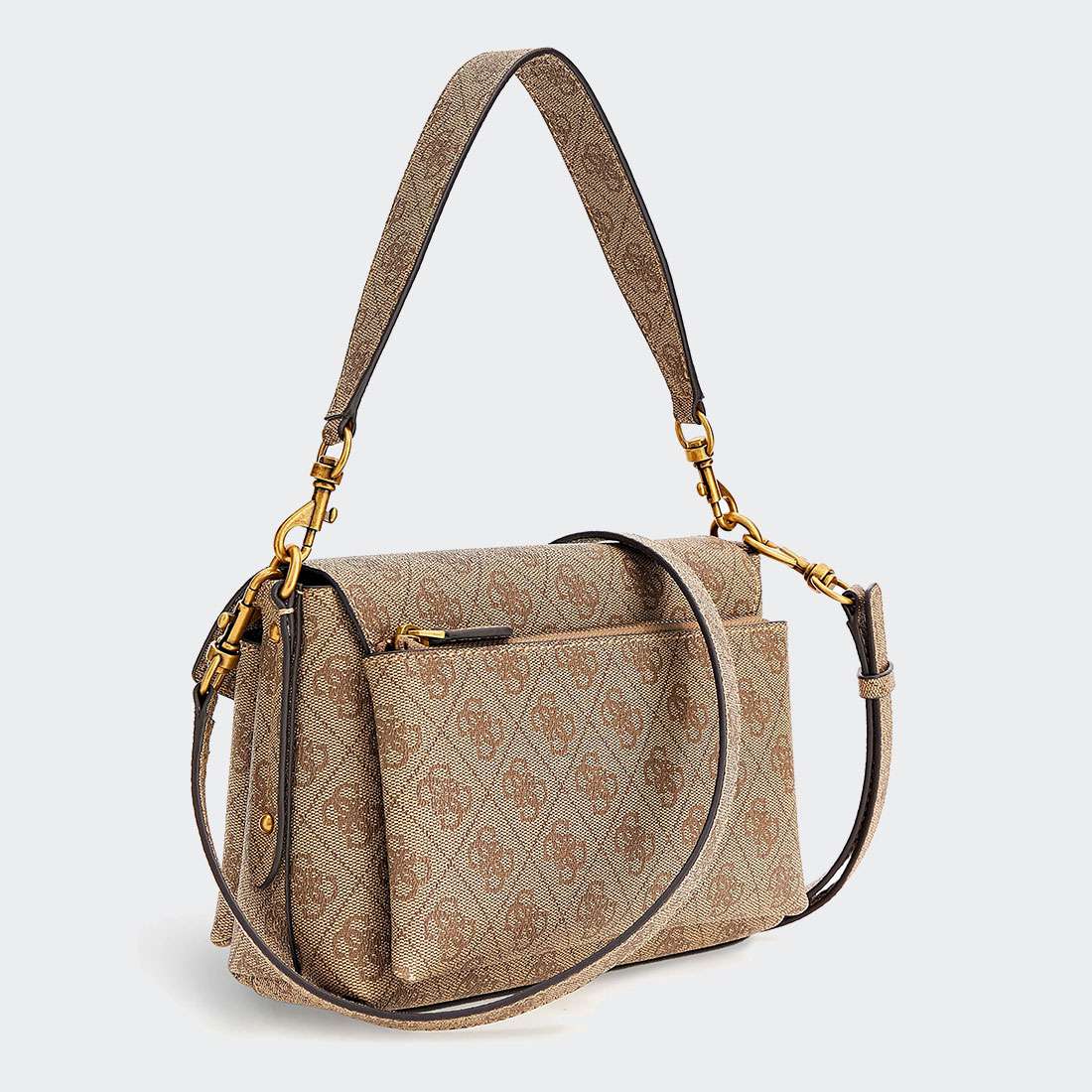 MALA GUESS ECO BRENTON SHOULDER LATTE LOGO