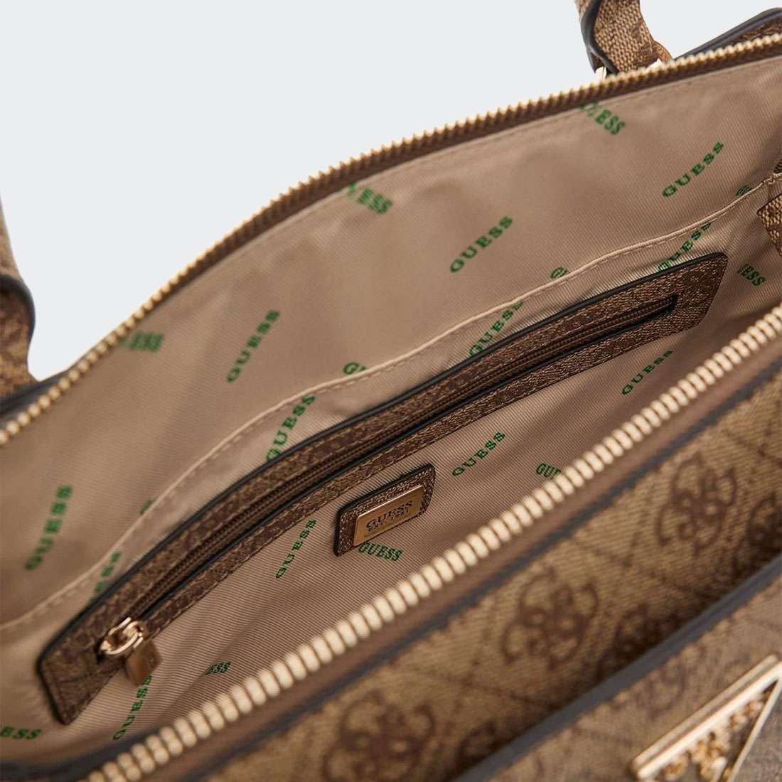MALA GUESS ECO ERICA 2 COMP SATCHEL LATTE LOGO