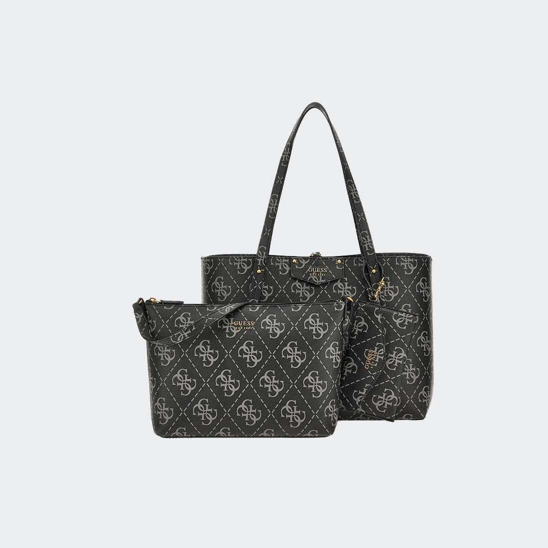 MALA GUESS ECO BRENTON TOTE MULHER COAL LOGO