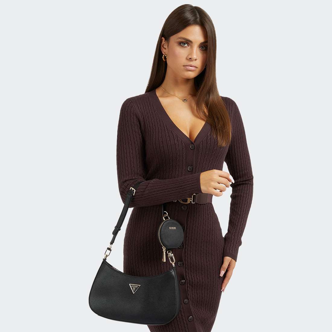 MALA GUESS ALEXIE SHOULDER SAFFIANO BLACK