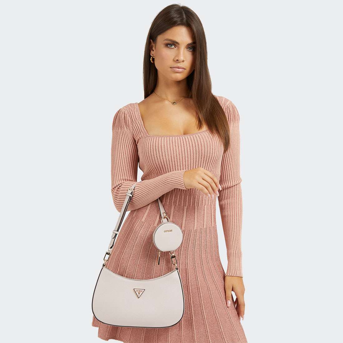 MALA GUESS ALEXIE SHOULDER SAFFIANO LIGHT ROSE