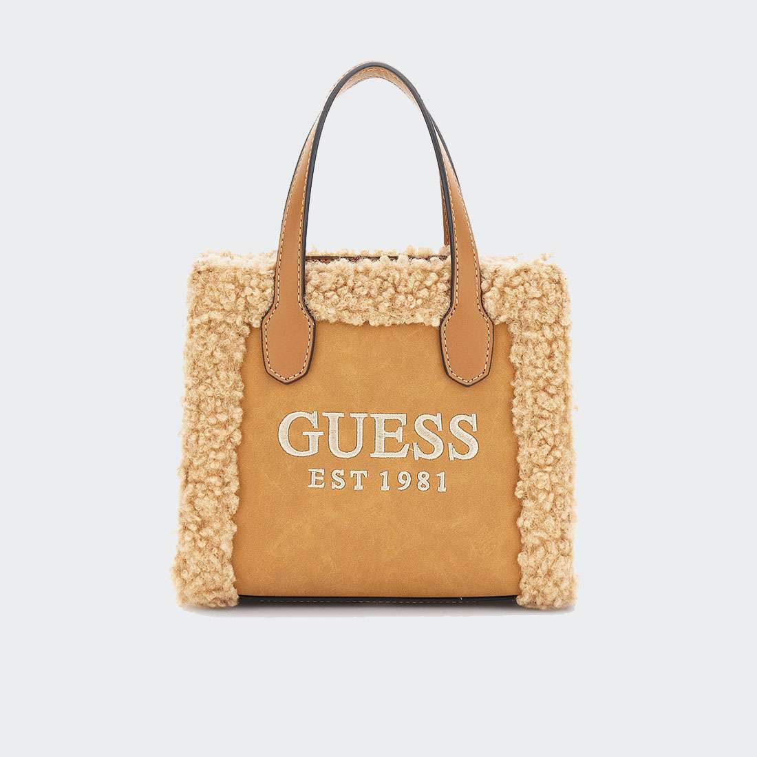 MALA GUESS SILVANA 2 COMPARTMENT MINI TOTE COGNAC