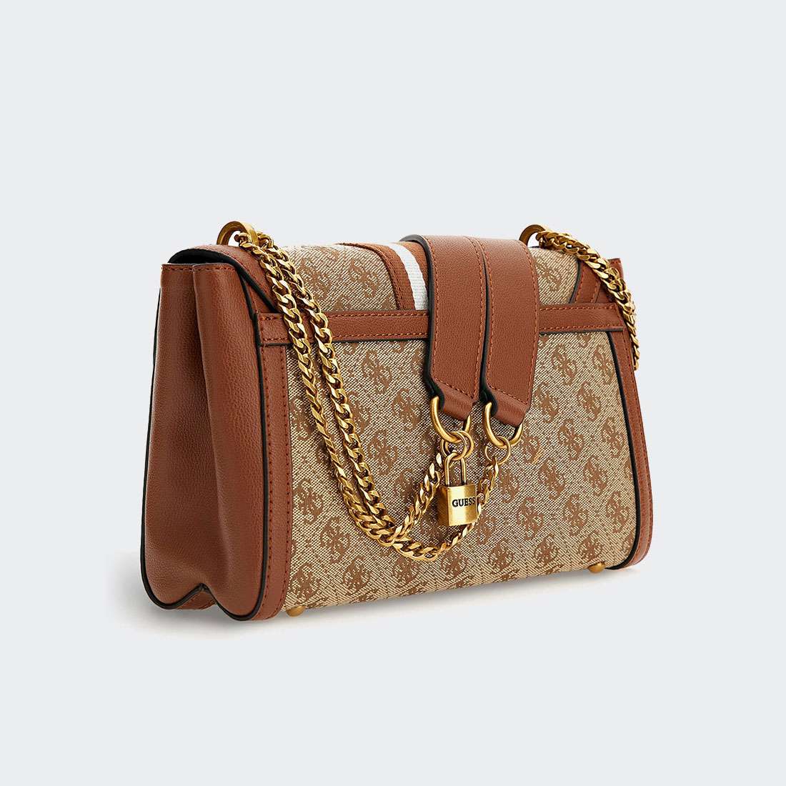 MALA GUESS KATEY CROSSBODY LATTE LOGO/COGNAC