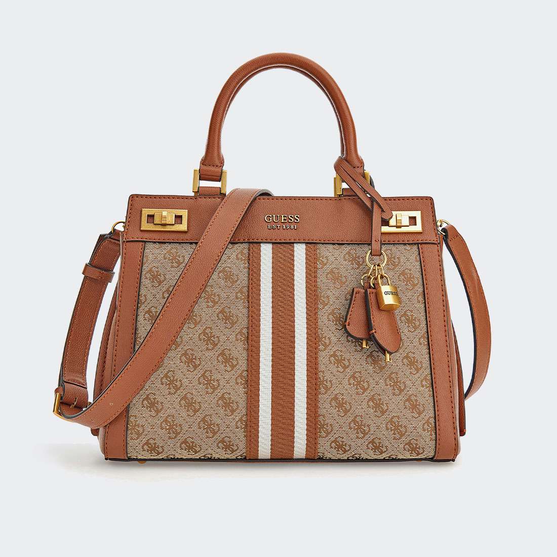 MALA GUESS KATEY HANDBAG LATTE LOGO/COGNAC