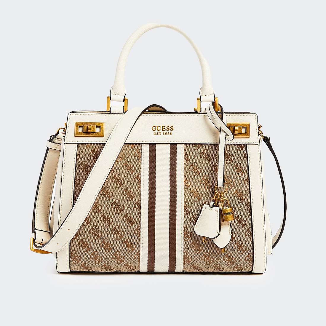 MALA GUESS KATEY HANDBAG LATTE LOGO/STONE