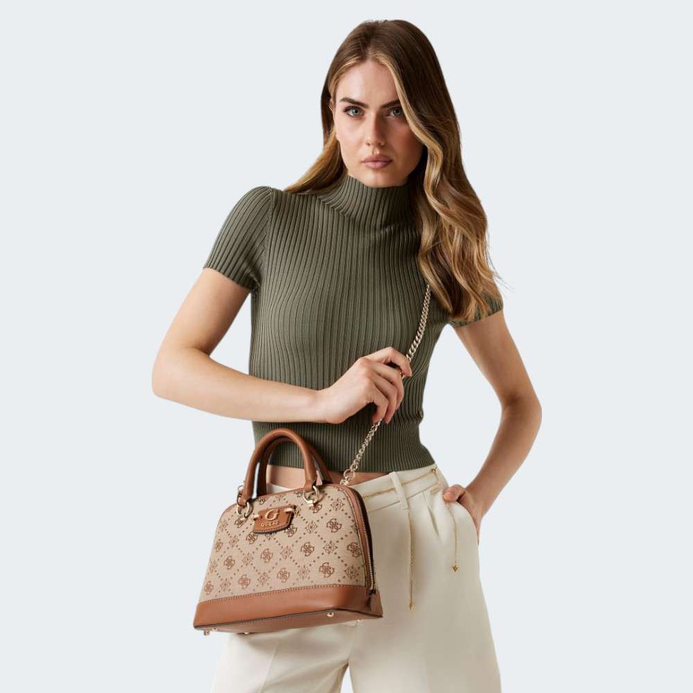 MALA GUESS SATCHEL LATTE LOGO