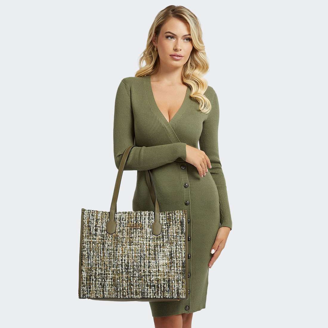 MALA GUESS SILVANA TOTE OLIVE