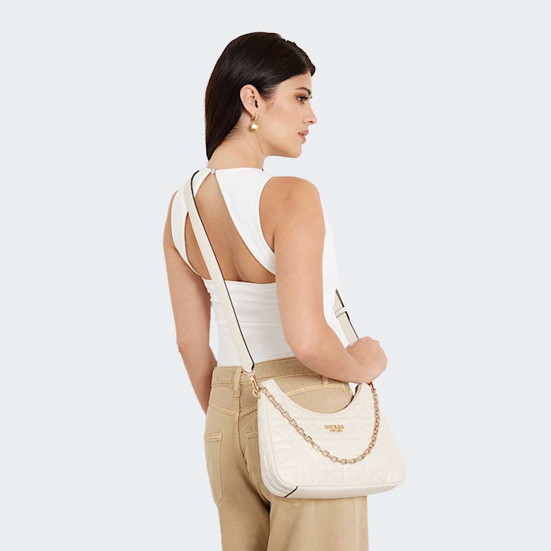MALA GUESS ASSIA TOP ZIP SHOULDER STONE