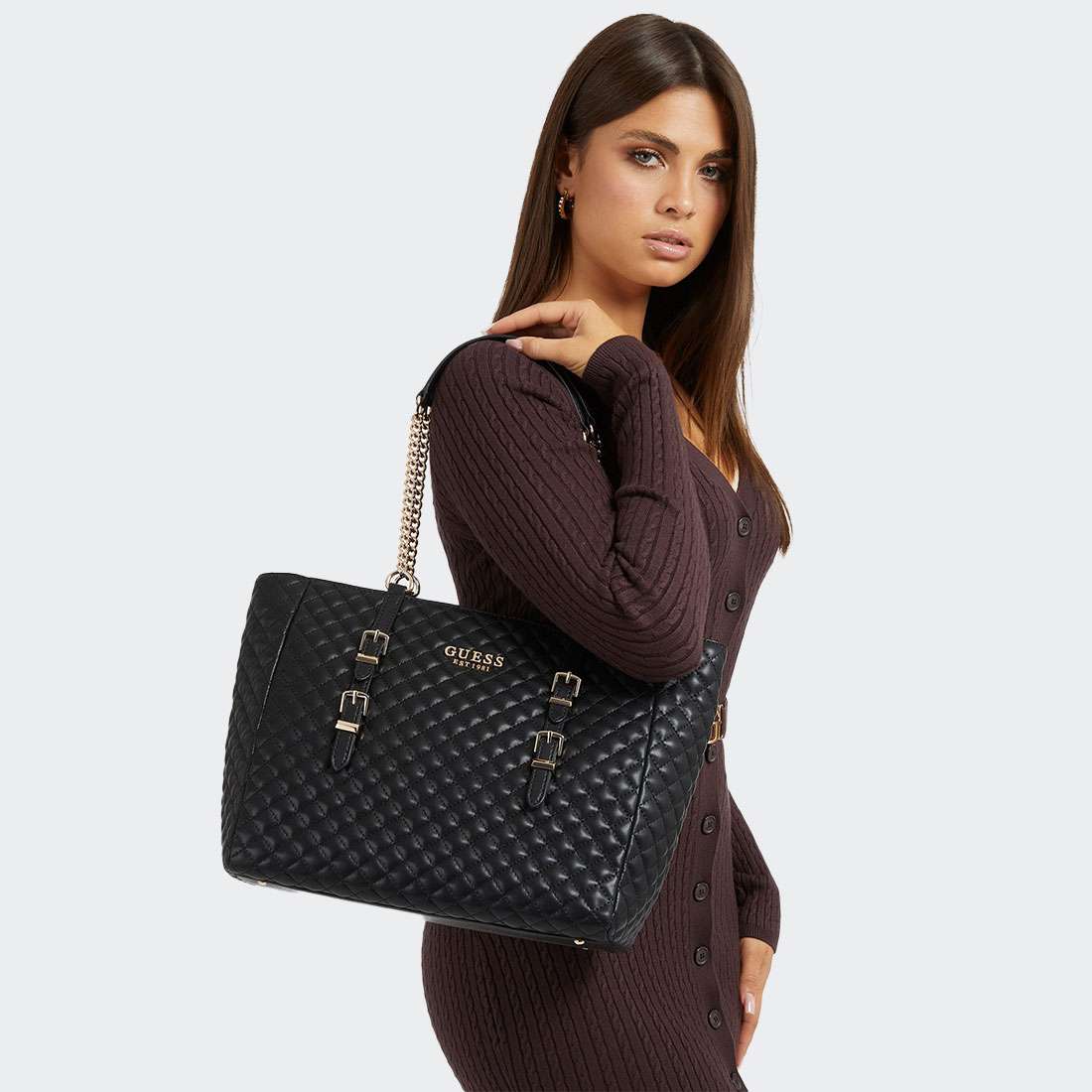 MALA GUESS ADAM SHOPPER BLACK