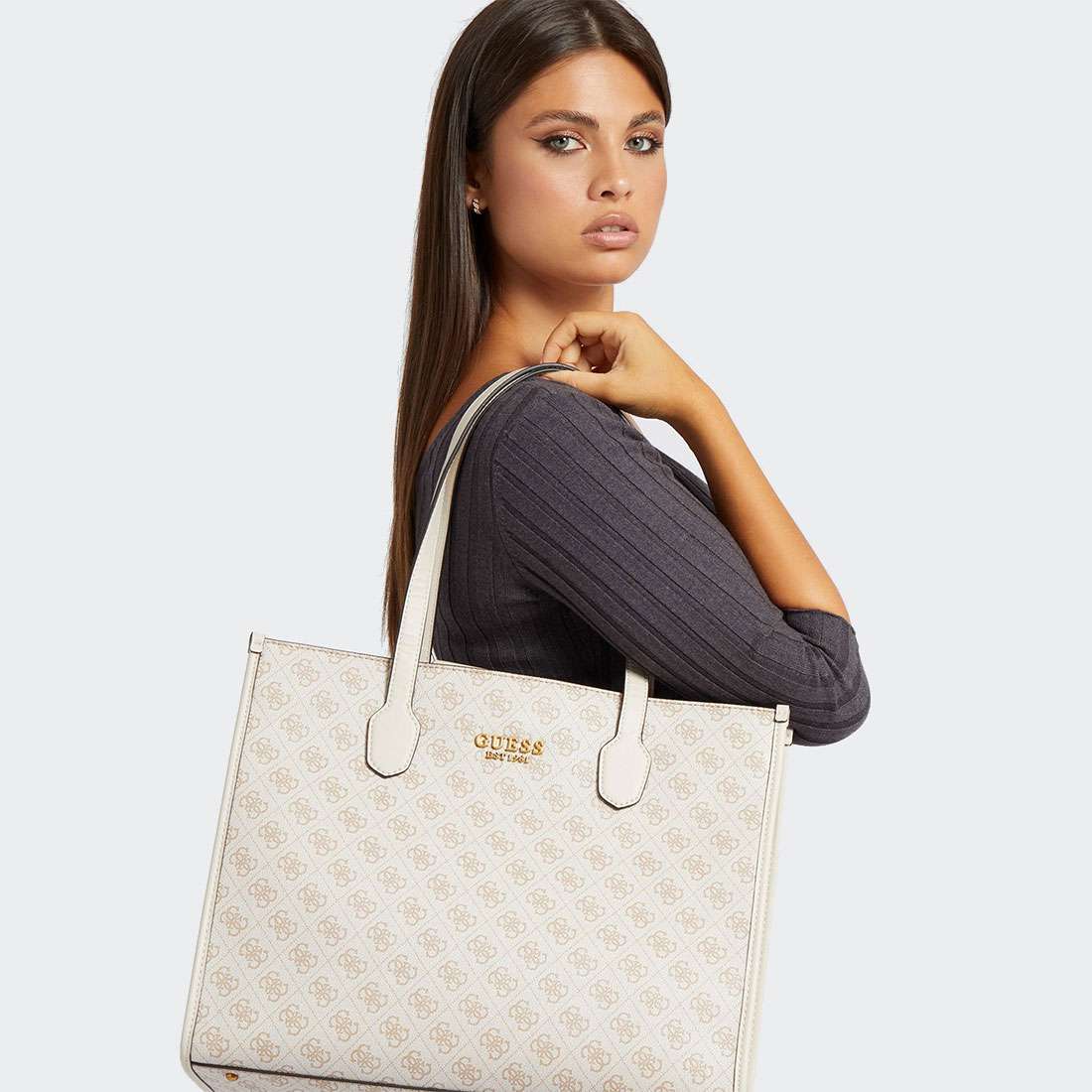 MALA GUESS SILVANA TOTE STONE LOGO