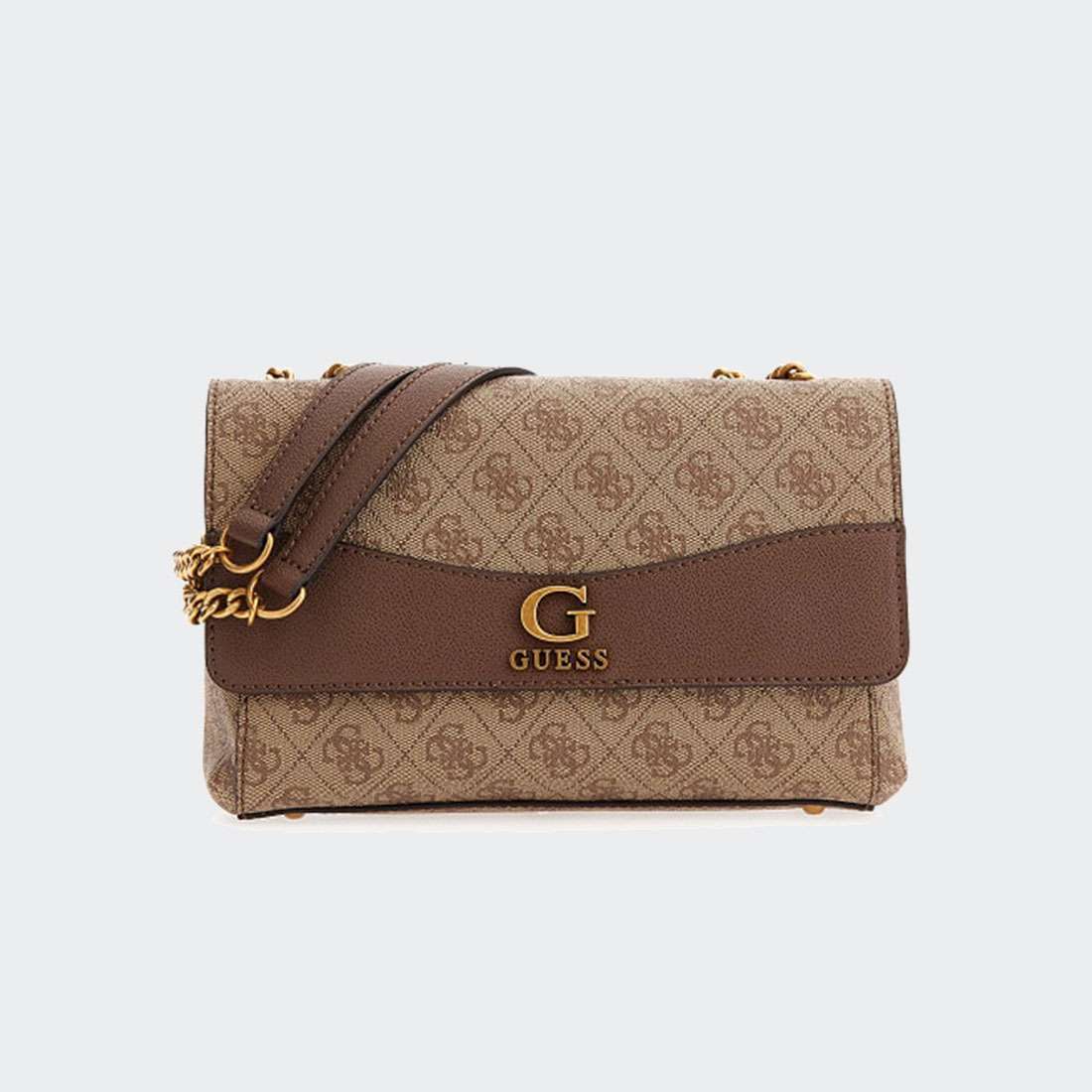 MALA GUESS NELL CROSSBODY LOGO CONVERTBLE LATTE LOGO/BROWN