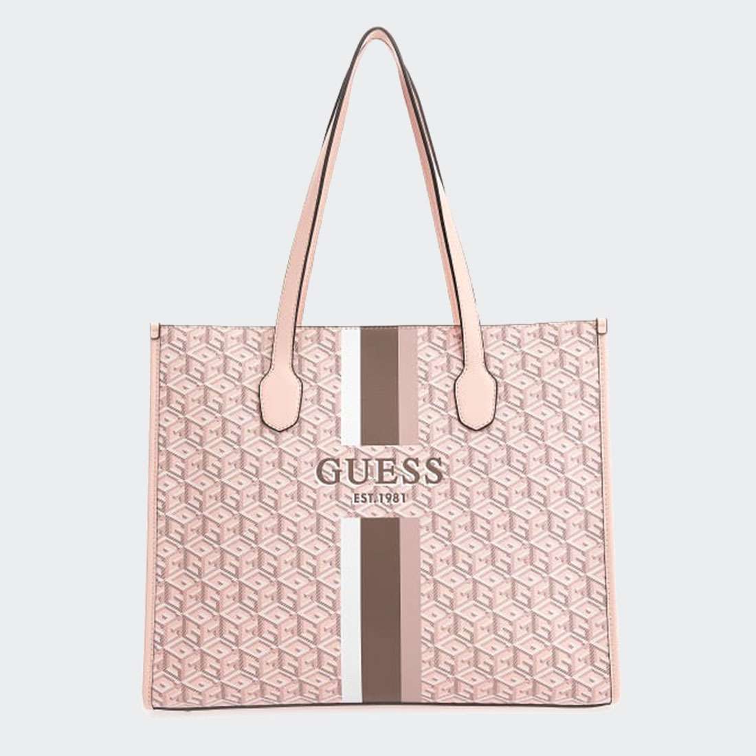 MALA GUESS SILVANA TOTE PALE ROSE LOGO