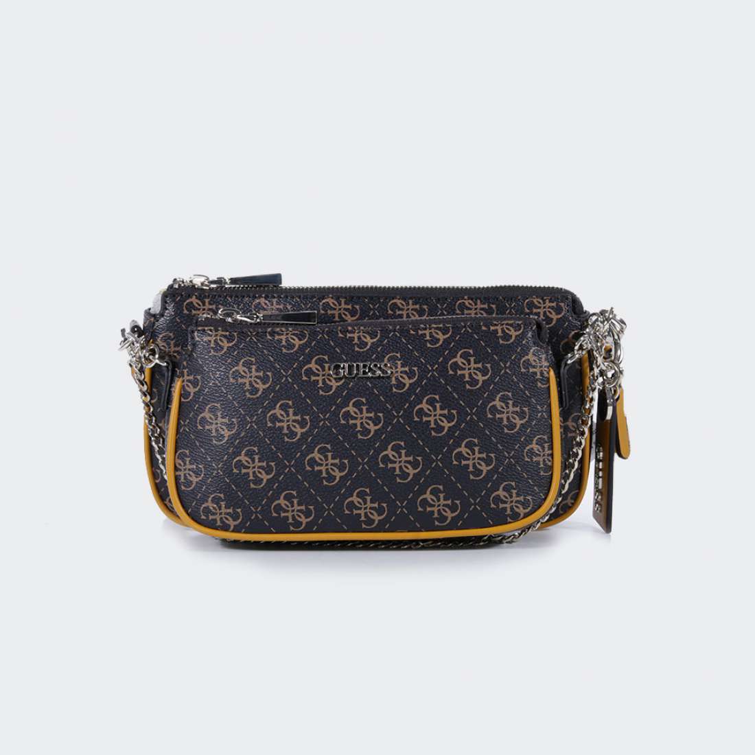 MALA GUESS ARIE DOUBLE POUCH CROSSBODY BROWN