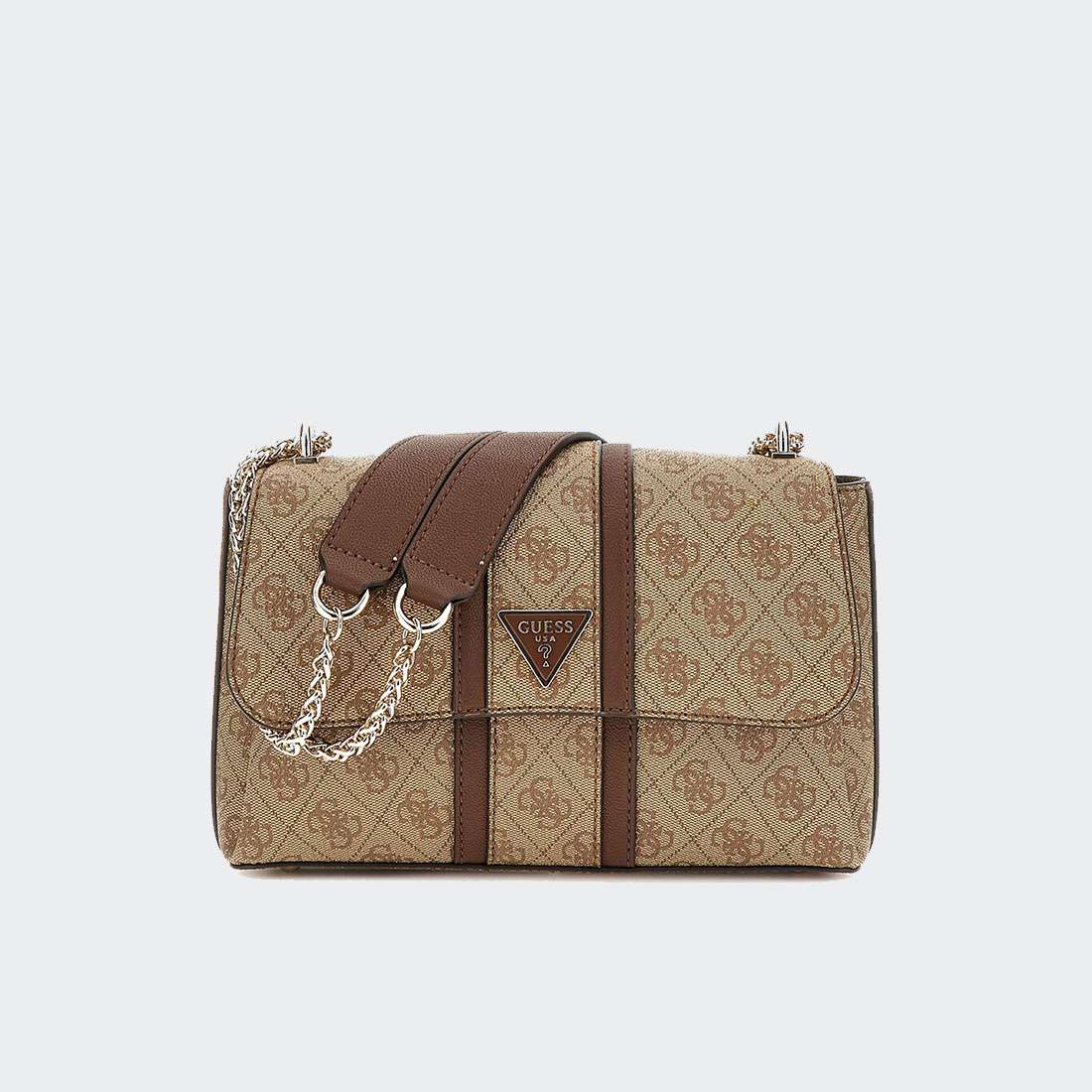 MALA GUESS NOREEN CONVERTIBLE XBODY FLAP LATTE LOGO/BROWN