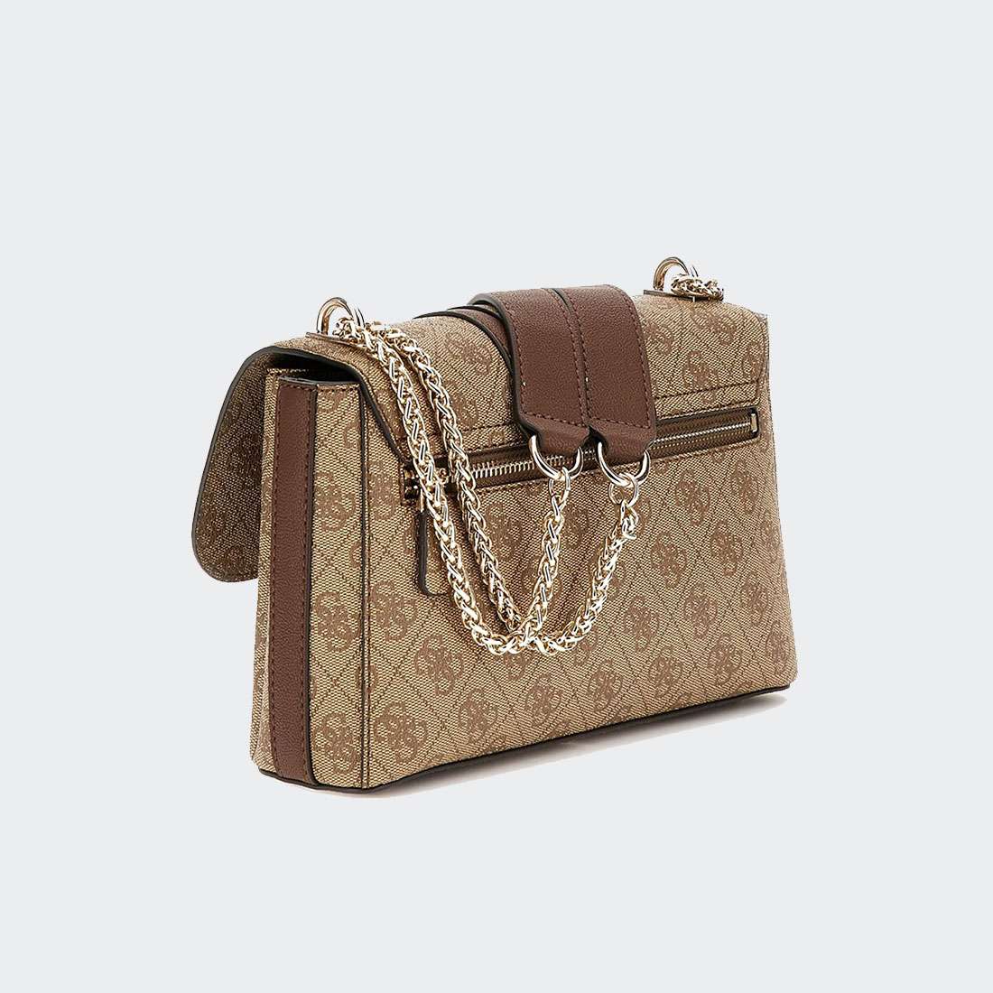 MALA GUESS NOREEN CONVERTIBLE XBODY FLAP LATTE LOGO/BROWN