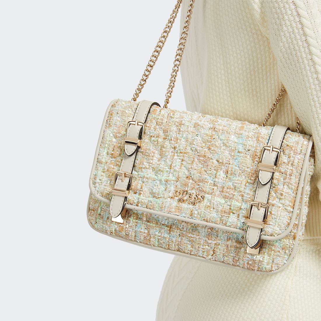 MALA GUESS ADAM TWEED CROSSBODY AQUA MULTI