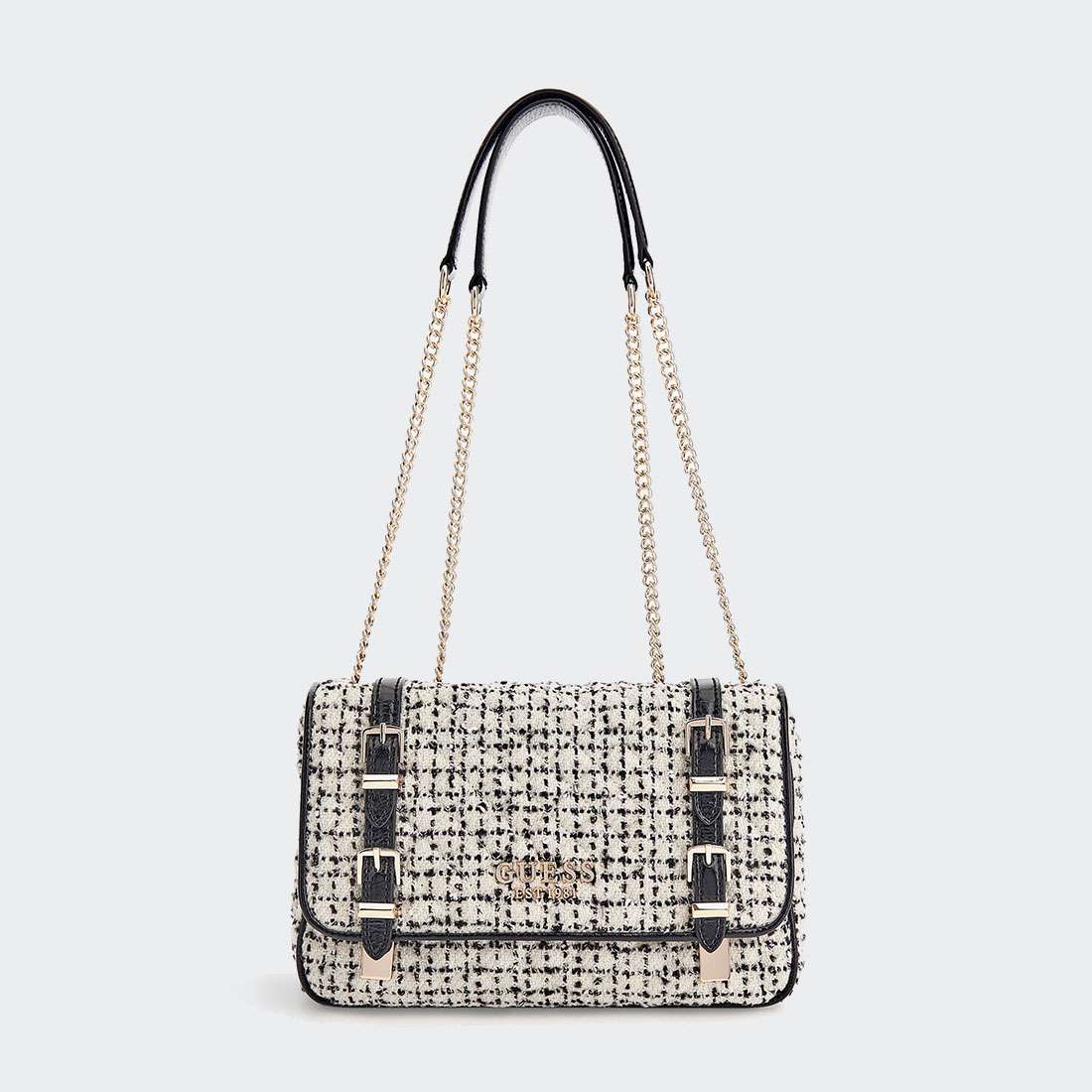 MALA GUESS ADAM TWEED CROSSBODY BLACK/WHITE