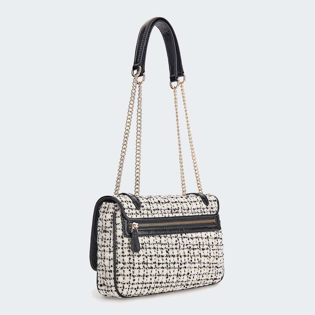 MALA GUESS ADAM TWEED CROSSBODY BLACK/WHITE