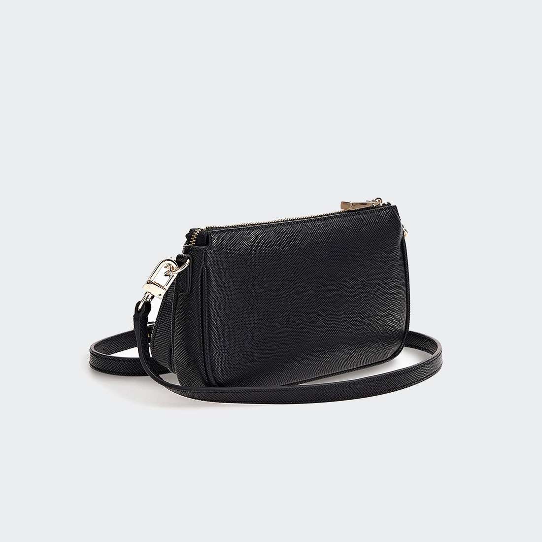 MALA GUESS ALEXIE CROSSBODY DOUBLE BLACK