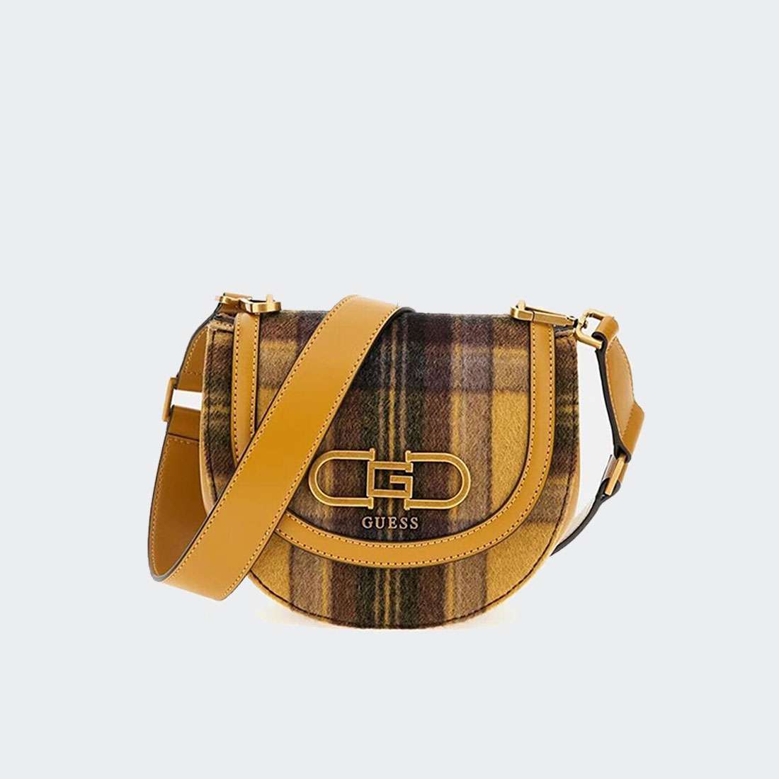 MALA GUESS FLEET MINI SADDLE CROSSBODY MUSTARD MULTI