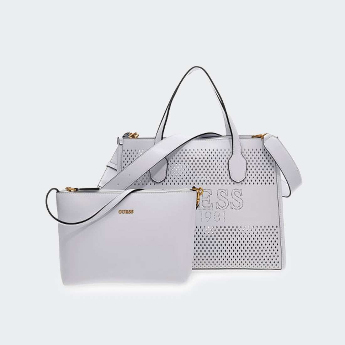 MALA GUESS KATEY PERF SMALL TOTE WHITE