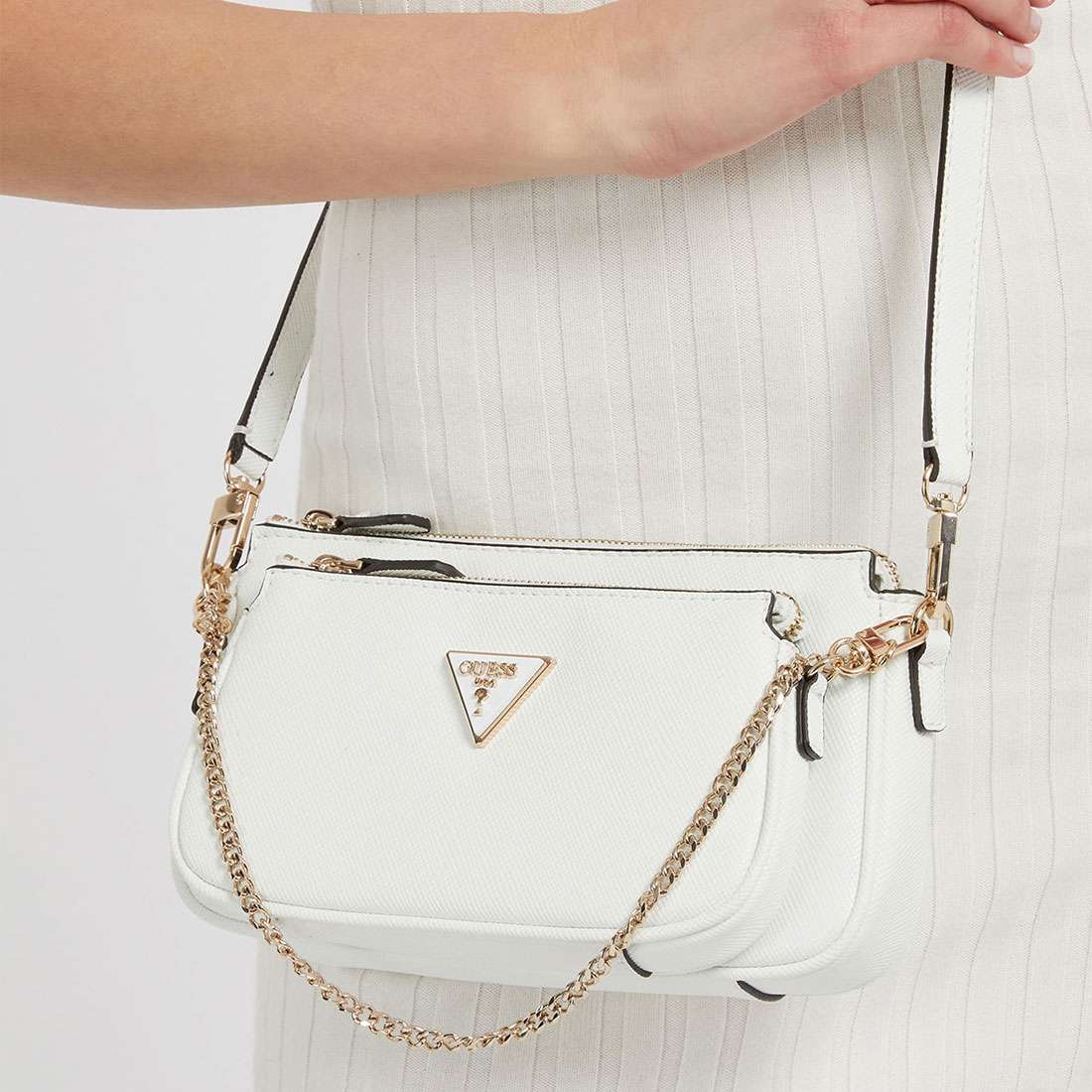 MALA GUESS NOELLE POUCH CROSSBODY WHITE