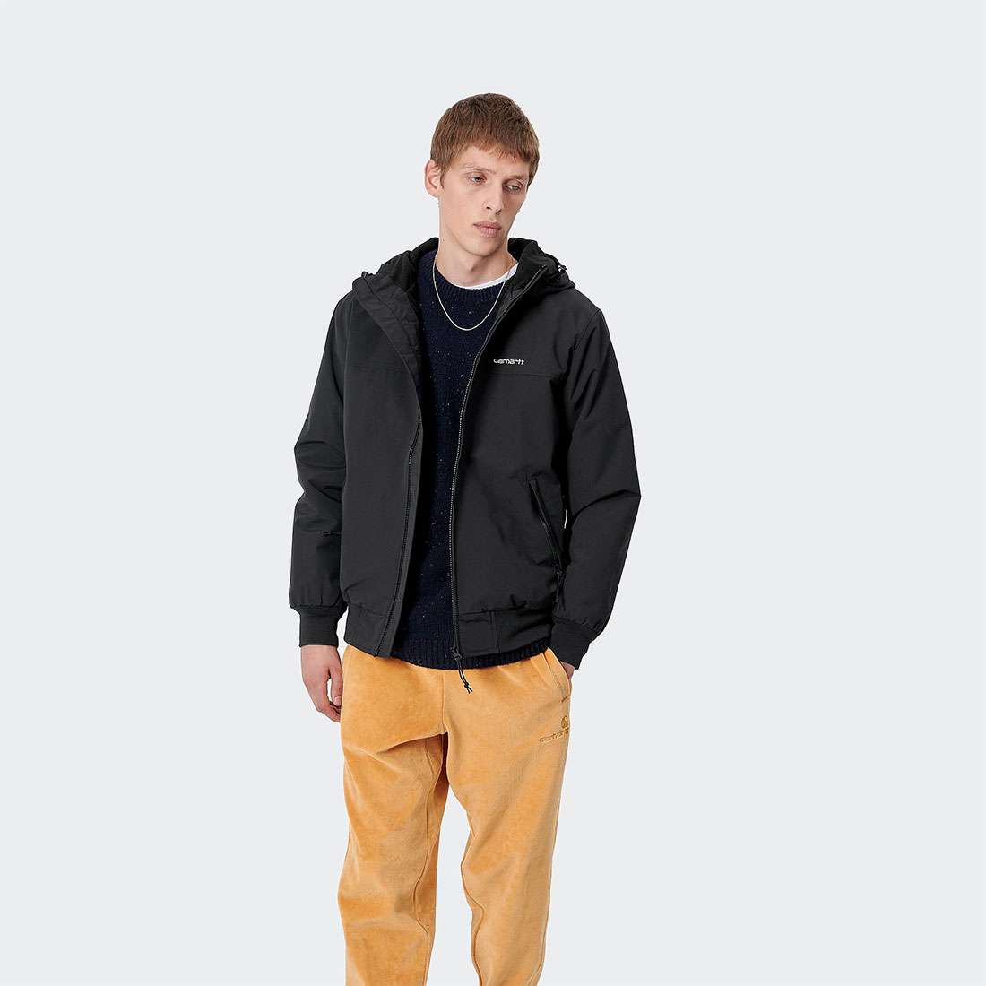 BLUSÃO CARHARTT WIP HOODED SAIL BLACK/WHITE
