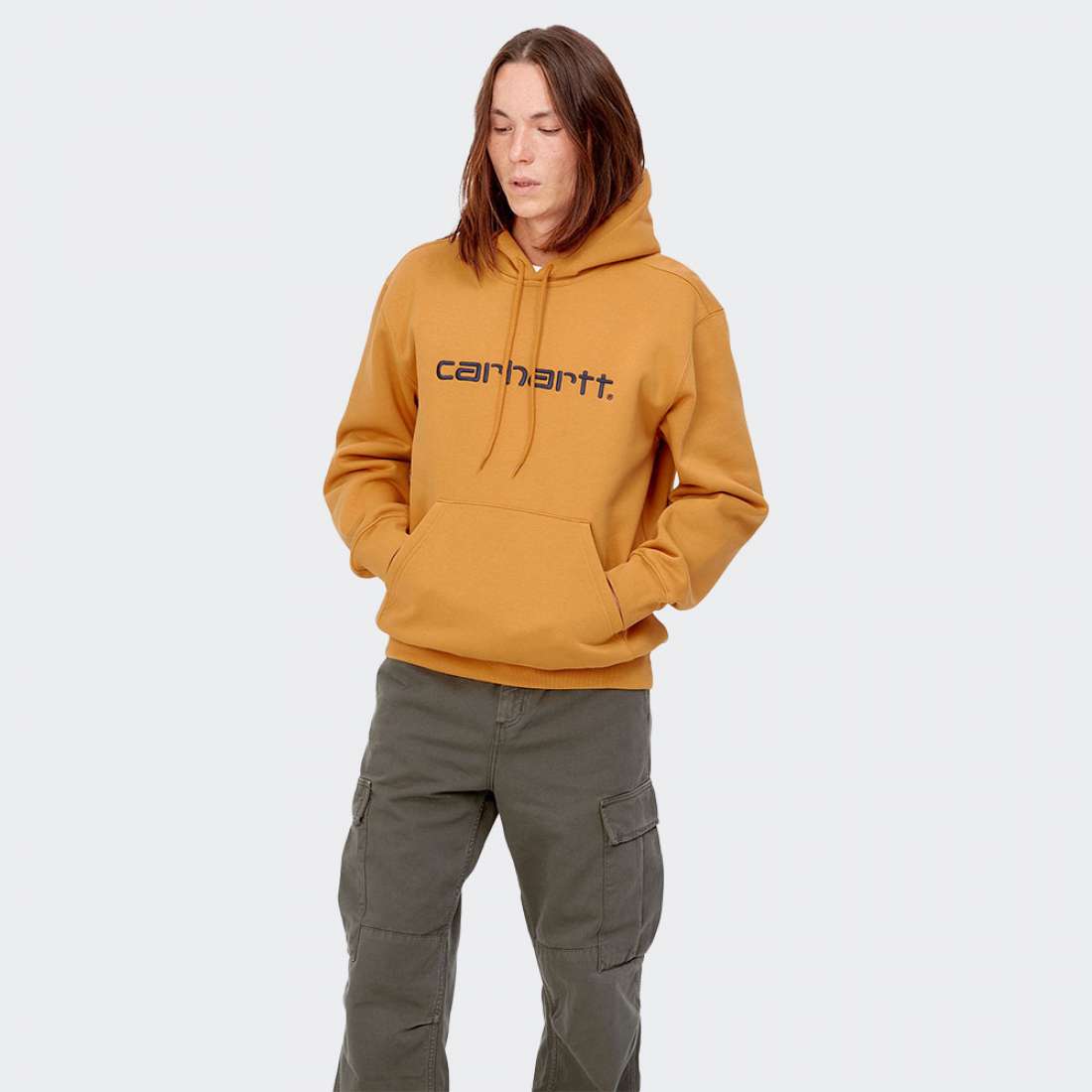 HOODIE CARHARTT WIP I030230 OCHRE/DARK NAVY