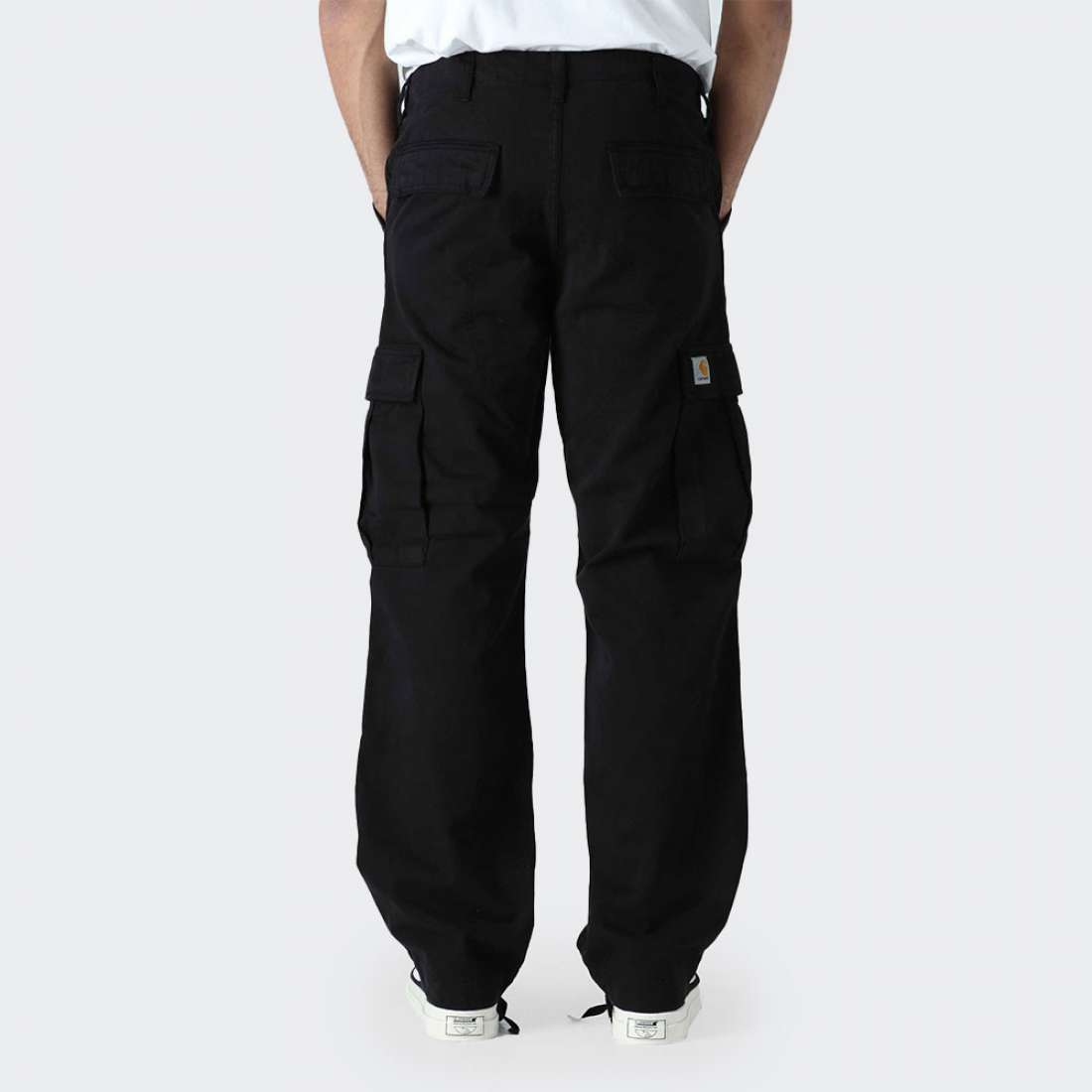 CALÇAS CARHARTT WIP REGULAR CARGO BLACK GARMENT DYED L32