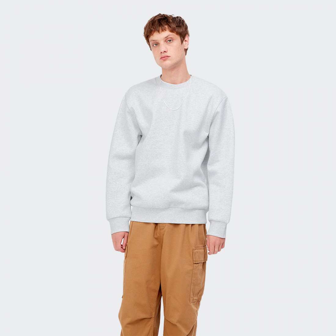 SWEATSHIRT CARHARTT WIP LABEL STATE FLAG ASH HEATHER/WH