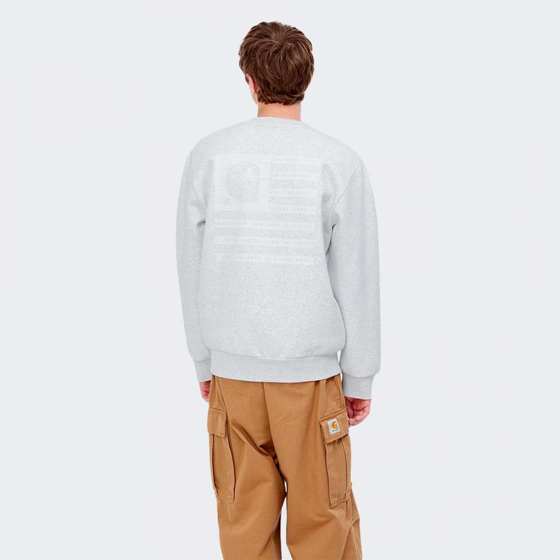 SWEATSHIRT CARHARTT WIP LABEL STATE FLAG ASH HEATHER/WH
