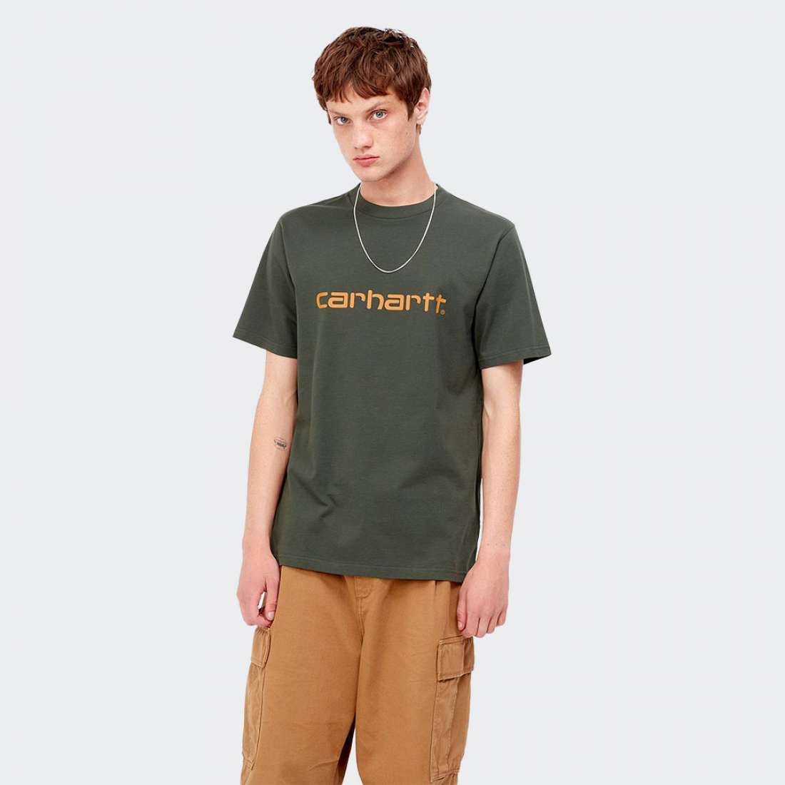 TSHIRT CARHARTT WIP SCRIPT BOXWOOD/OCHRE