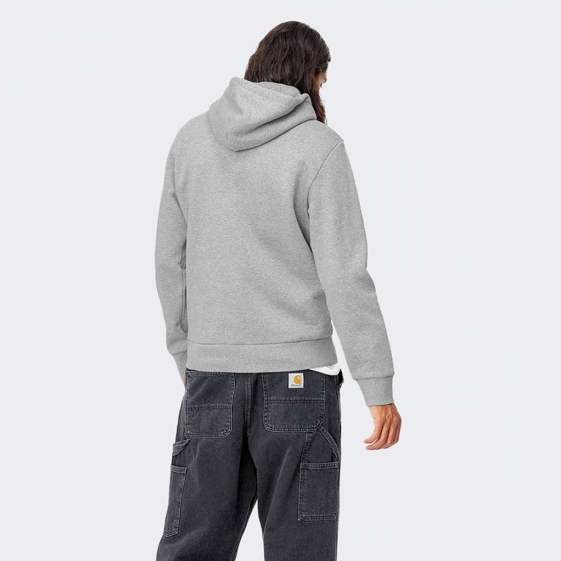 HOODIE CARHARTT WIP SCRIPT EMBROIDERY GREY HEATHER/WHITE