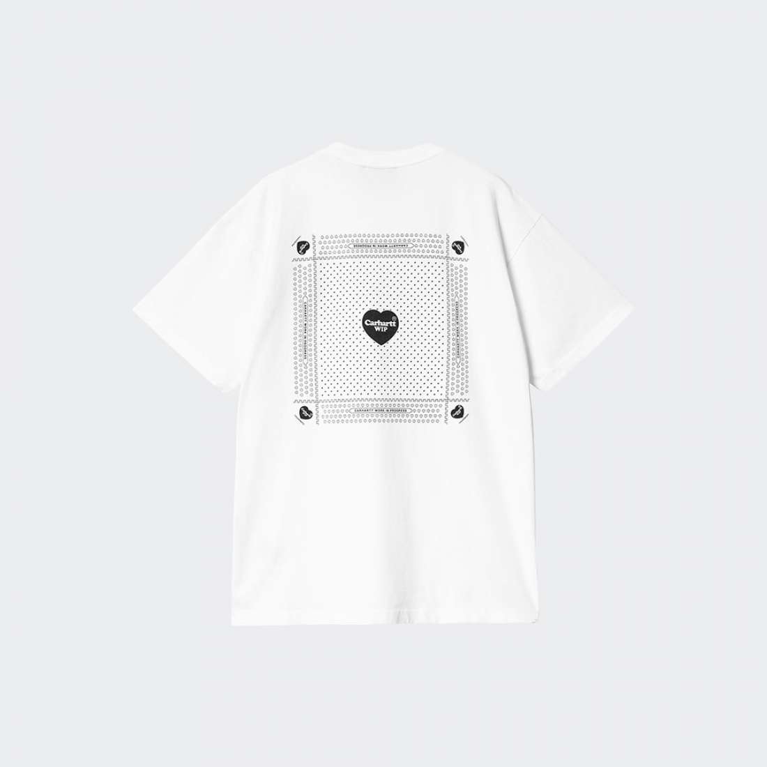 TSHIRT CARHARTT WIP HEART BANDANA WHITE/BLACK STONE WASHED