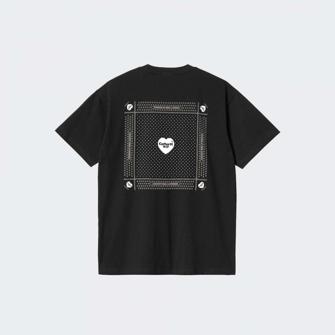 TSHIRT CARHARTT WIP HEART BANDANA BLACK/WHITE STONE WASHED