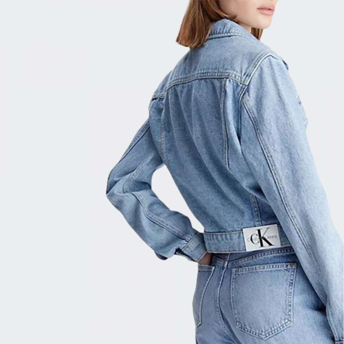 CASACO DE GANGA CALVIN KLEIN WINDBREAKER CROPPED DENIM LIGHT