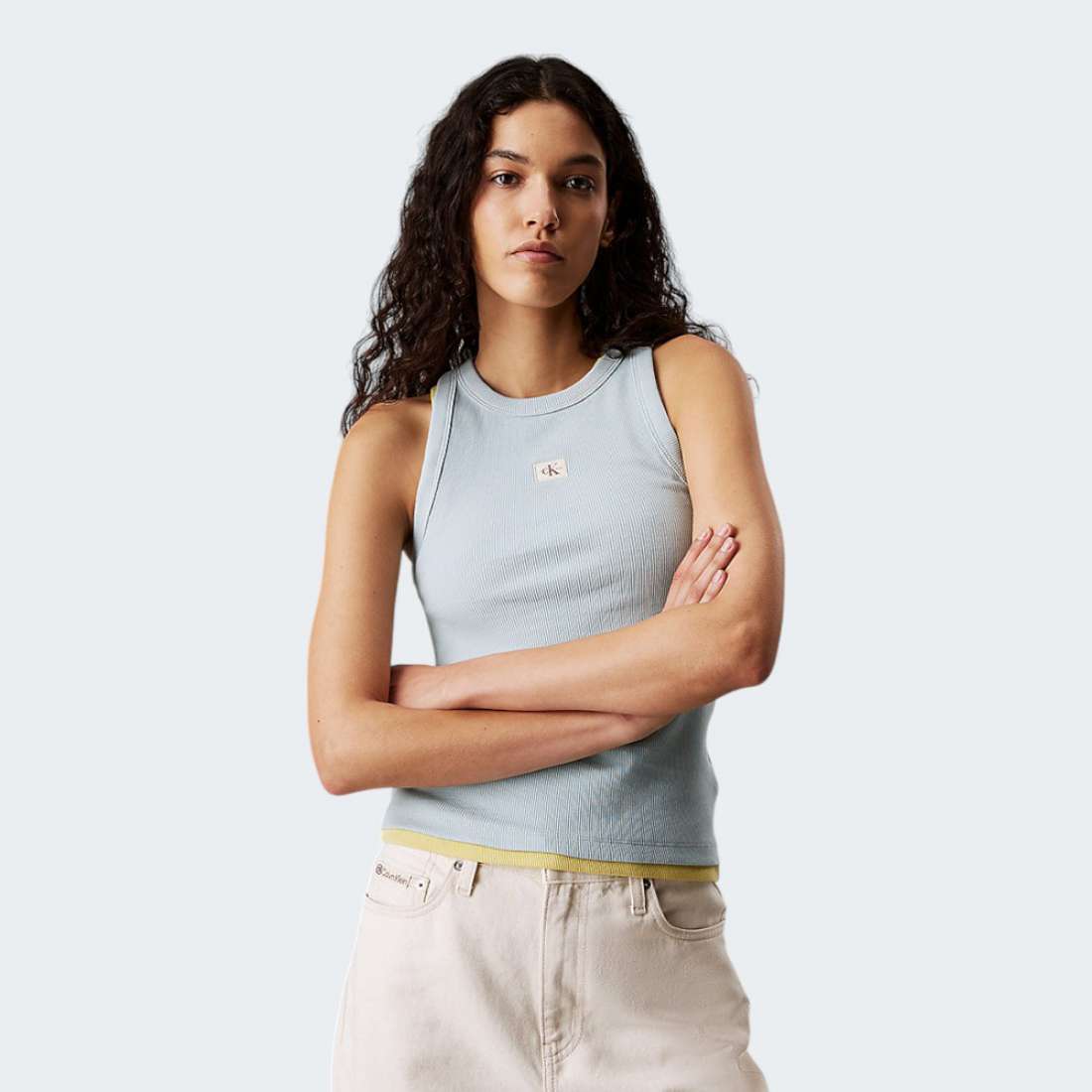 TOP CALVIN KLEIN WOVEN CLOUD BLUE
