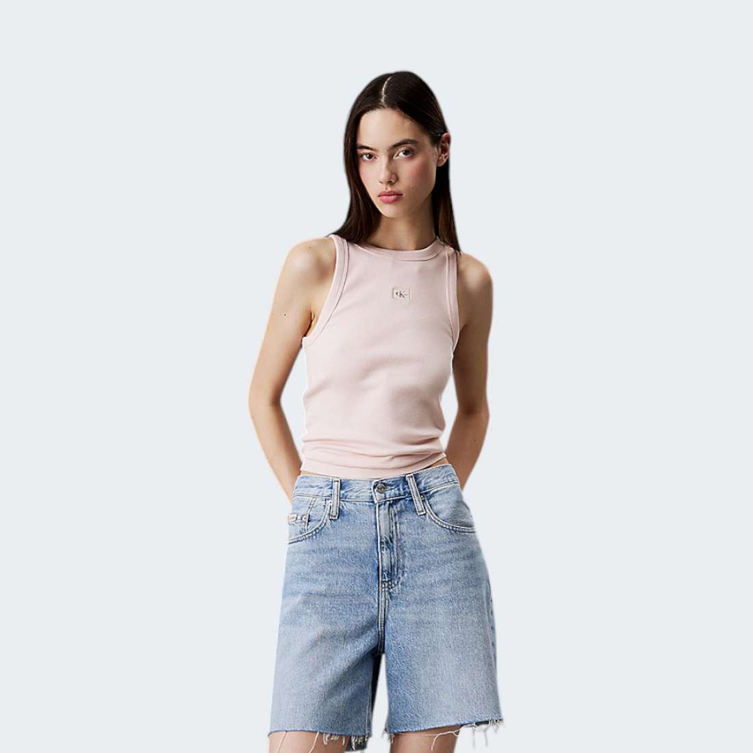 TOP CALVIN KLEIN WOVEN SILVER PEONY