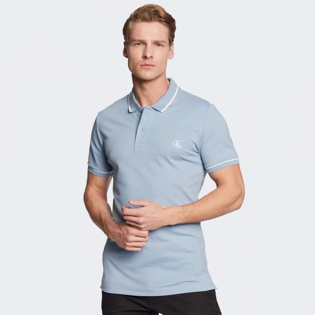 POLO CALVIN KLEIN TIPPING SLIM DUSK BLUE