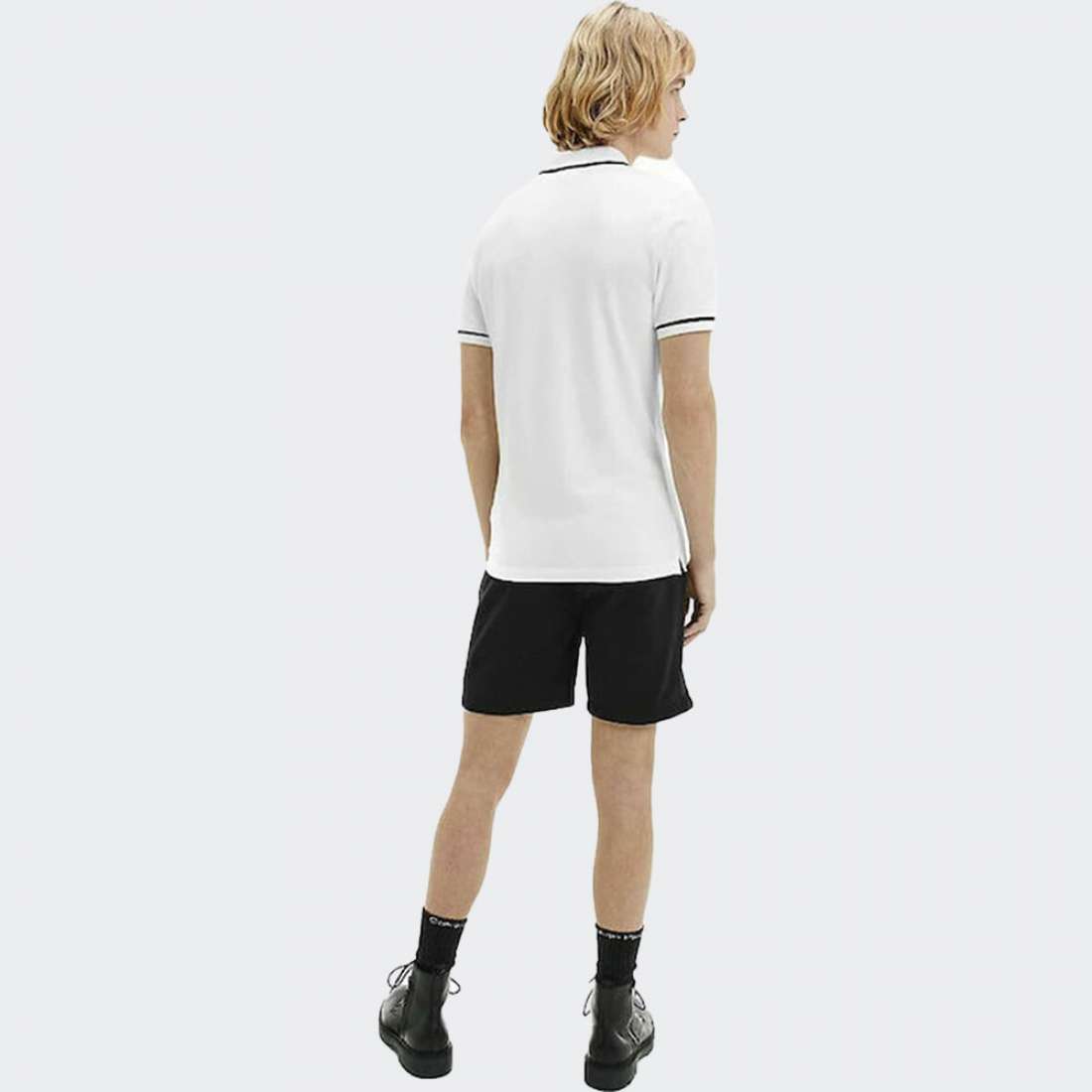 POLO CALVIN KLEIN TIPPING SLIM BRIGHT WHITE