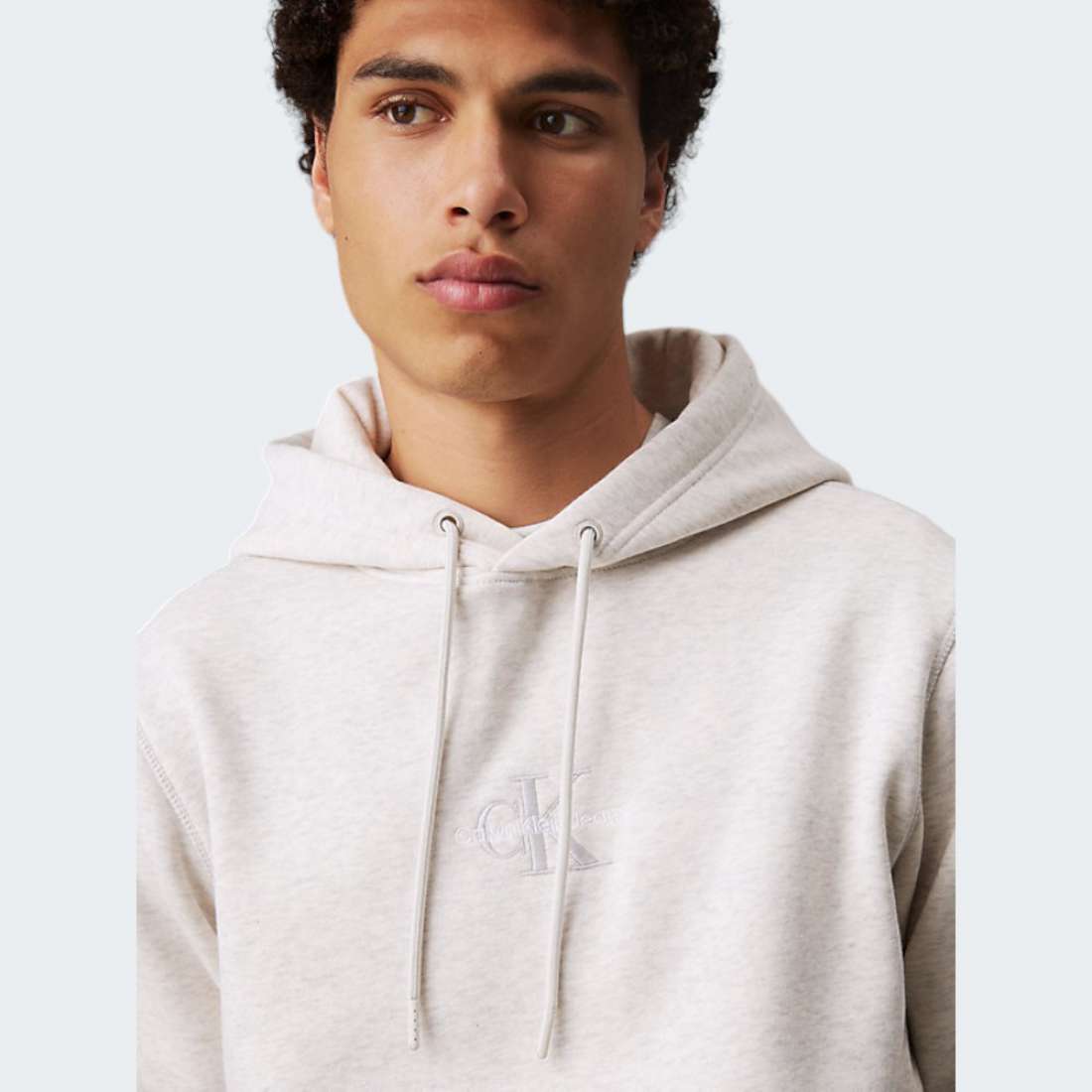 HOODIE CALVIN KLEIN MONOLOGO IVORY GREY HEATHER