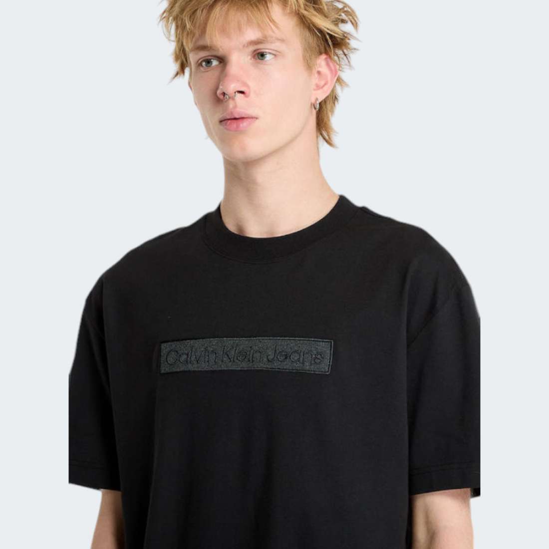-SHIRT CALVIN KLEIN EMBROIDERED CK BLACK