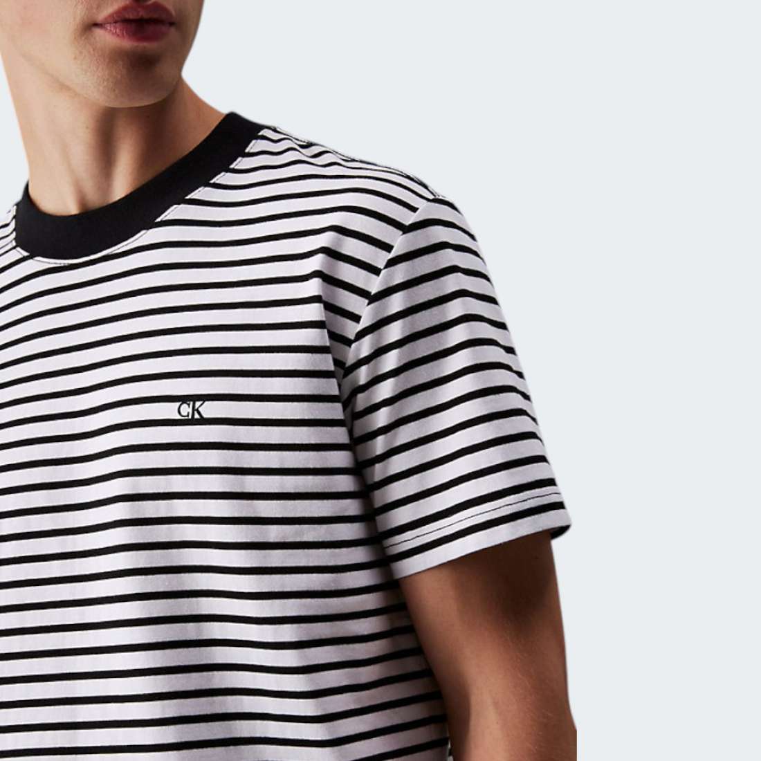 TSHIRT CALVIN KLEIN HEAVY REGULAR CK BLACK/BRIGHT WHITE STR