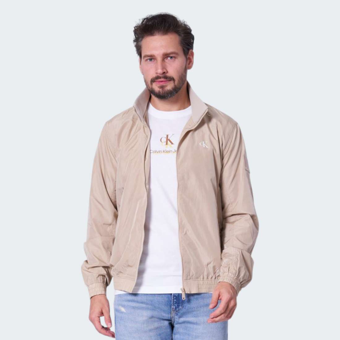 CASACO CALVIN KLEIN UNPADDED HARRINGTON WHITE PEPPER