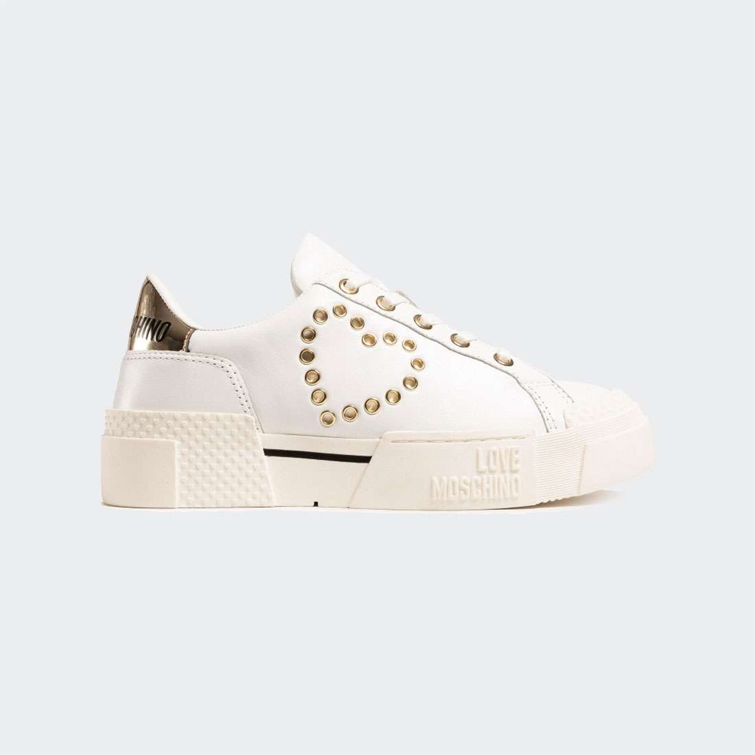 LOVEMOSCHINO CALF SPECCHIO WHITE/GOLD