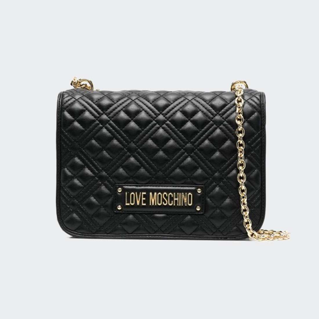 MALA LOVEMOSCHINO SHINY QUILTED SHOULDER NERO