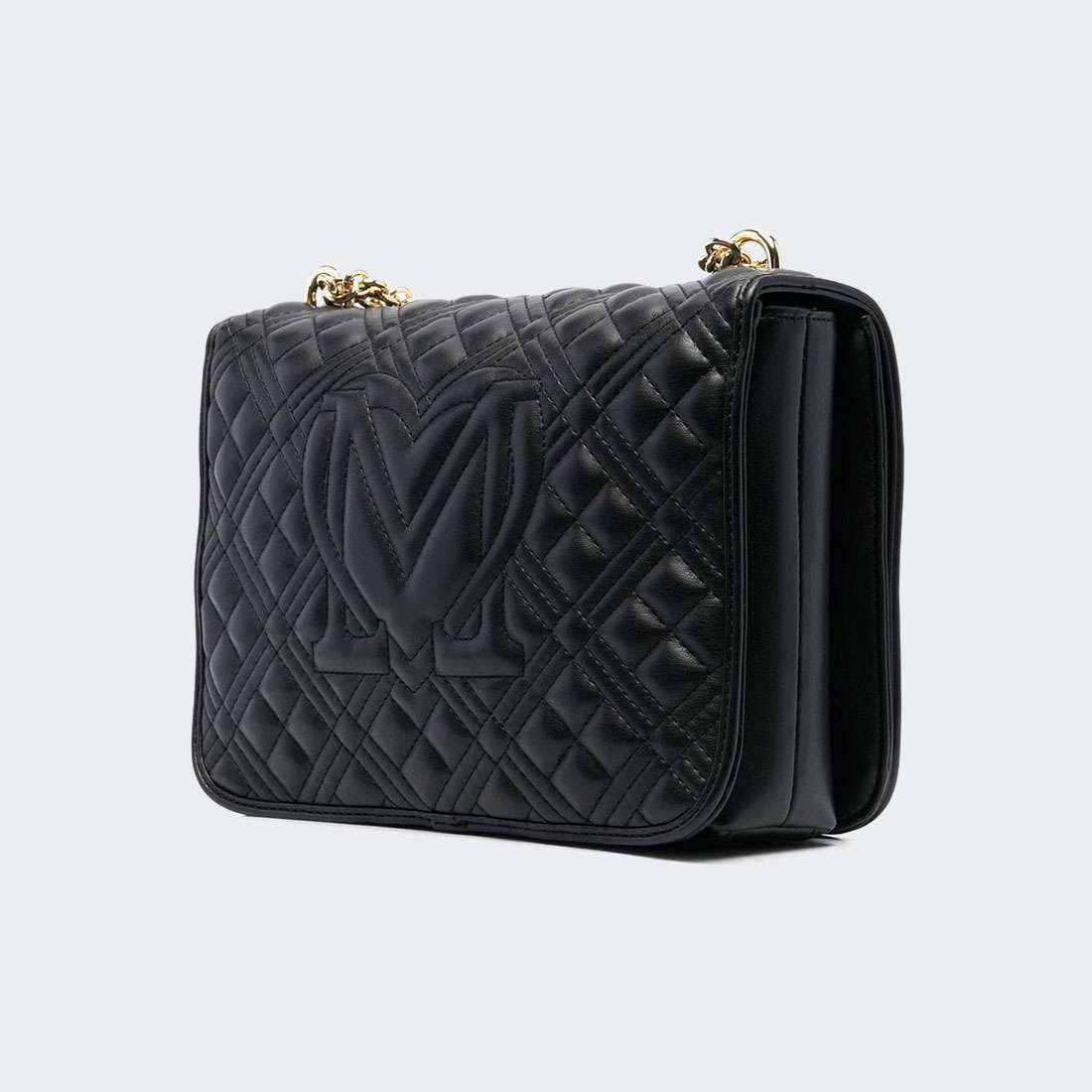 MALA LOVEMOSCHINO SHINY QUILTED SHOULDER NERO